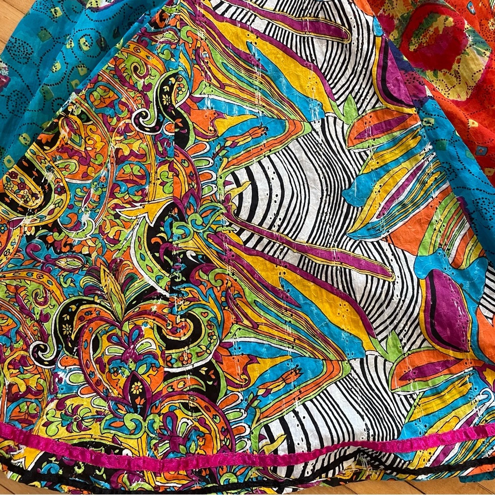 ANU BY NATURAL Mixed Print Patchwork Circle Skirt… - image 7